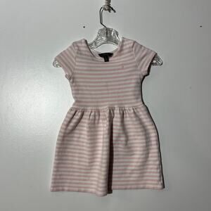 Polo Ralph Lauren Pink & White Striped Short Sleeve Dress Baby Girl Size 6
